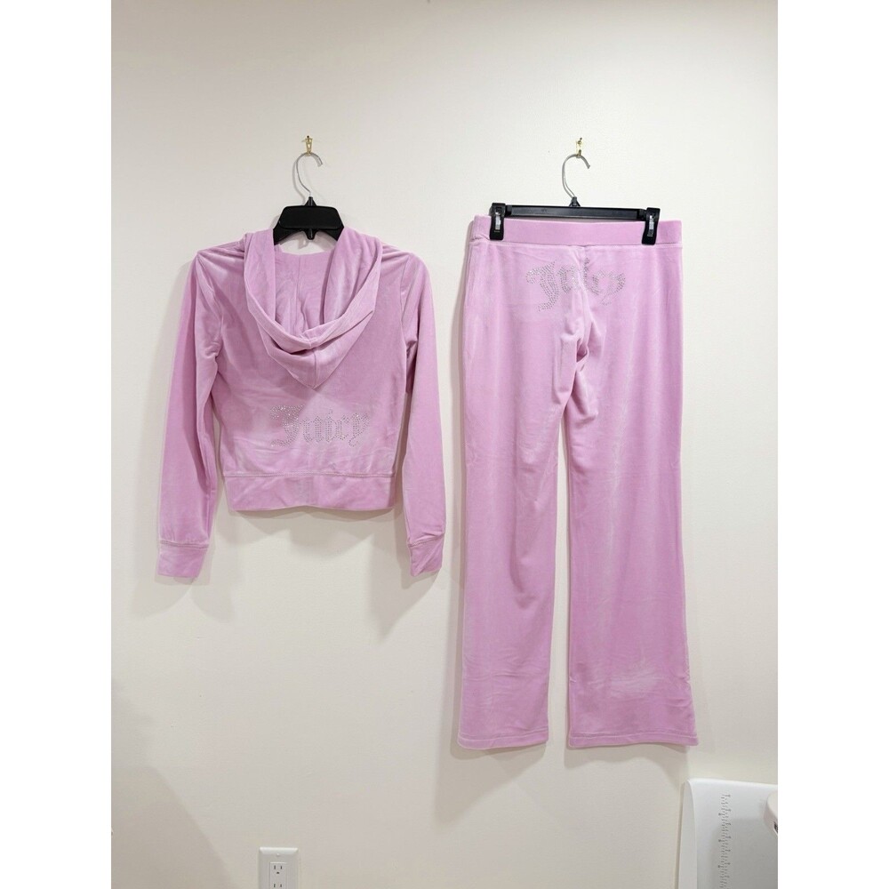 NEW! JUICY COUTURE Velour OG Gold Bling Tracksuit Set Floral Bloom Pink Size S